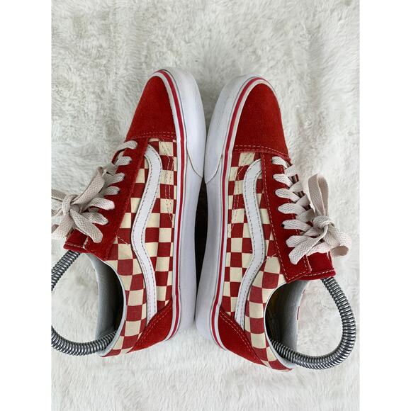 Vans Old Skool Primary Check Red White Women’s Sneakers Size 6 - Picture 4 of 8
